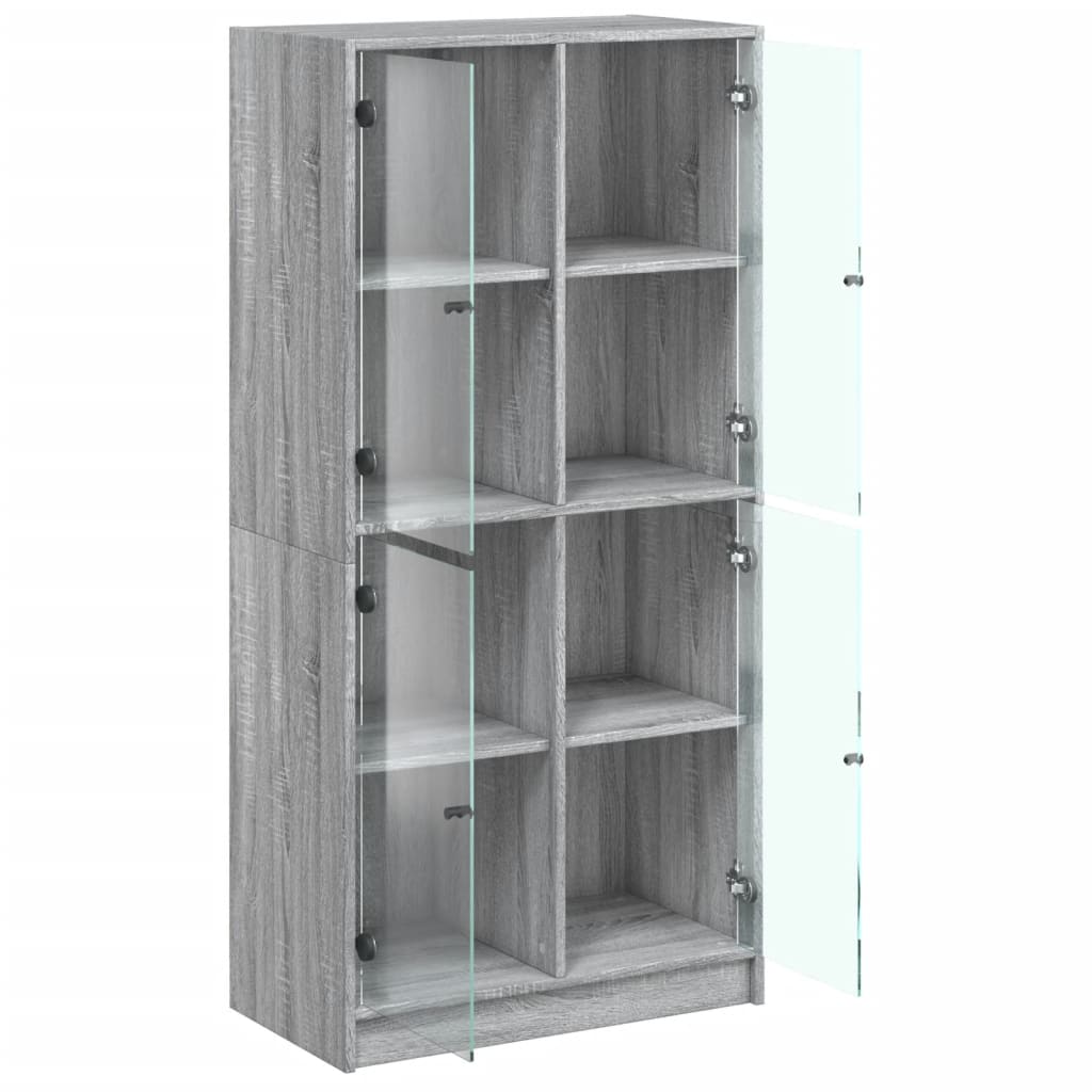 Hoge kast met deuren 68x37x142 cm bewerkt hout grijs sonoma