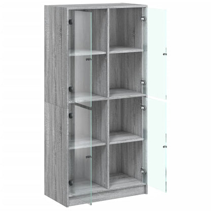 Hoge kast met deuren 68x37x142 cm bewerkt hout grijs sonoma