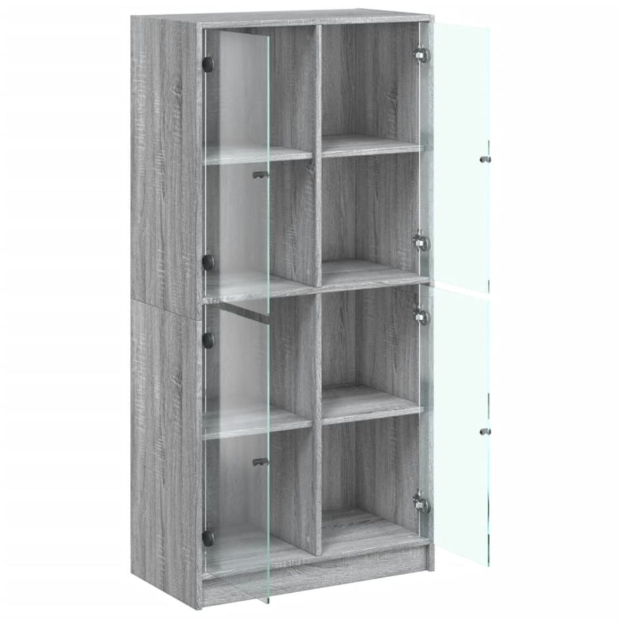 Hoge kast met deuren 68x37x142 cm bewerkt hout grijs sonoma