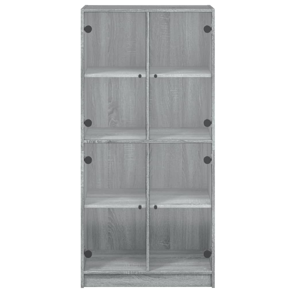 Hoge kast met deuren 68x37x142 cm bewerkt hout grijs sonoma