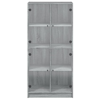 Hoge kast met deuren 68x37x142 cm bewerkt hout grijs sonoma