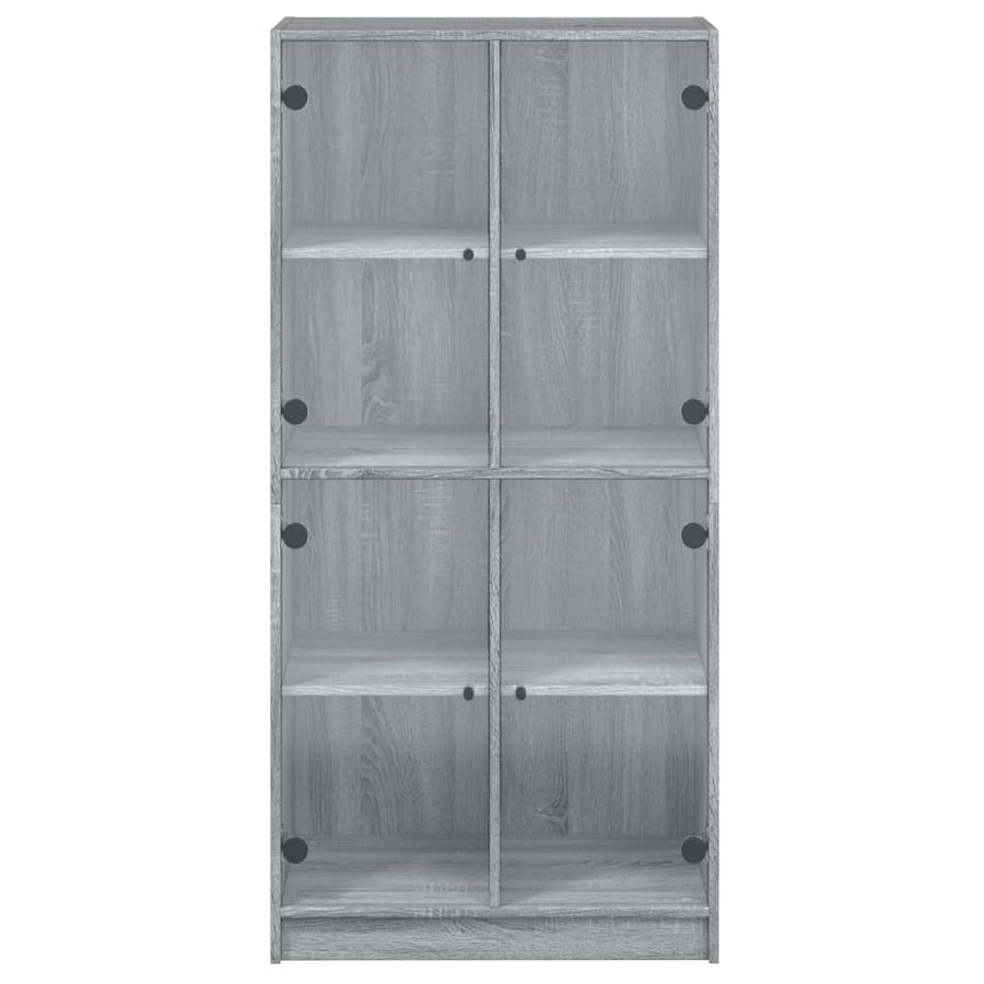 Hoge kast met deuren 68x37x142 cm bewerkt hout grijs sonoma