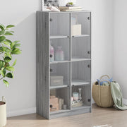 Hoge kast 68x37x142 cm bewerkt hout grijs sonoma