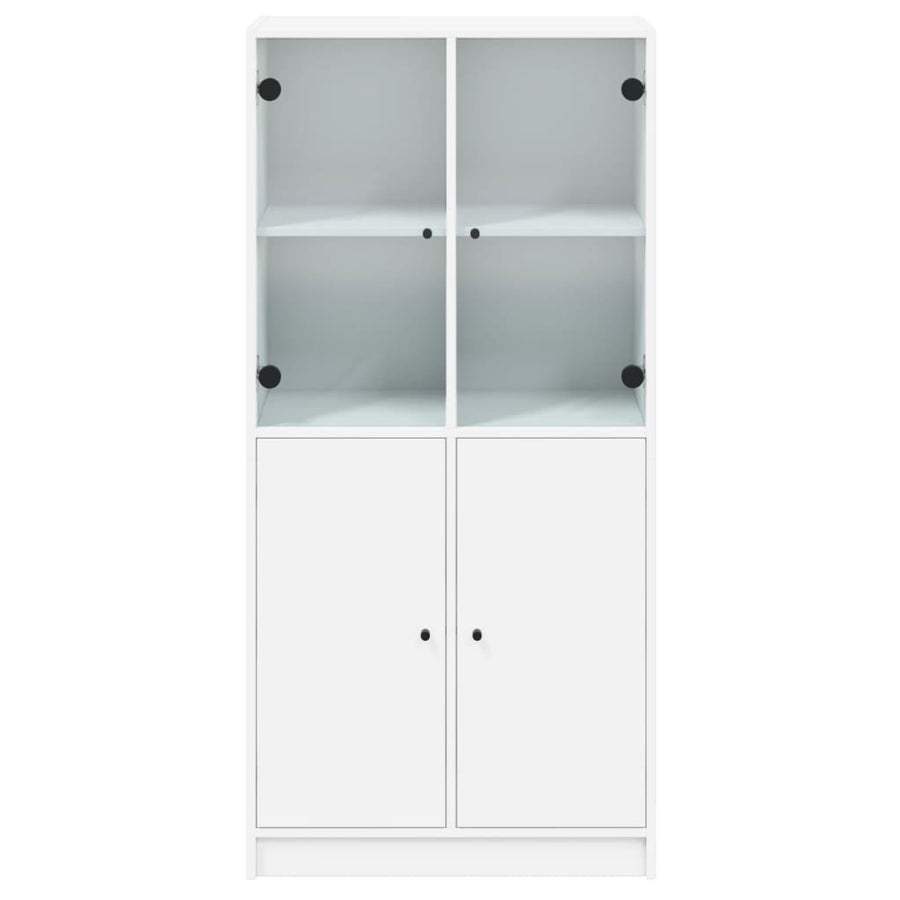 Hoge kast met deuren 68x37x142 cm bewerkt hout wit