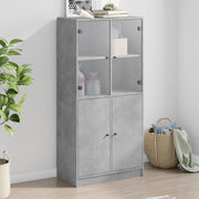 Hoge kast 68x37x142 cm bewerkt hout betongrijs