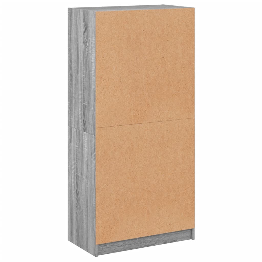 Hoge kast met deuren 68x37x142 cm bewerkt hout grijs sonoma