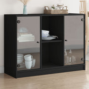 Dressoir 102x37x75,5 cm bewerkt hout zwart muurmontage