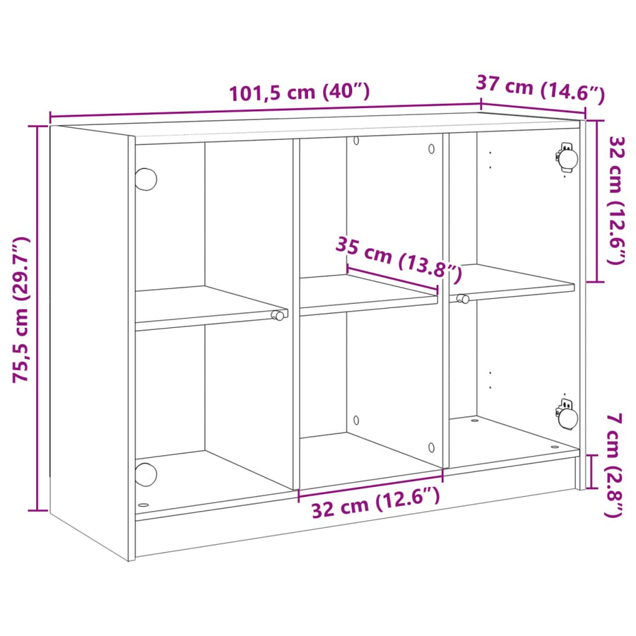 Dressoir 102x37x75,5 cm bewerkt hout betongrijs