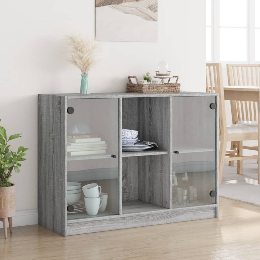Dressoir 102x37x75,5 cm bewerkt hout grijs sonoma eikenkleurig