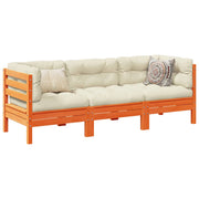 Loungeset 3-delig massief grenenhout wasbruin