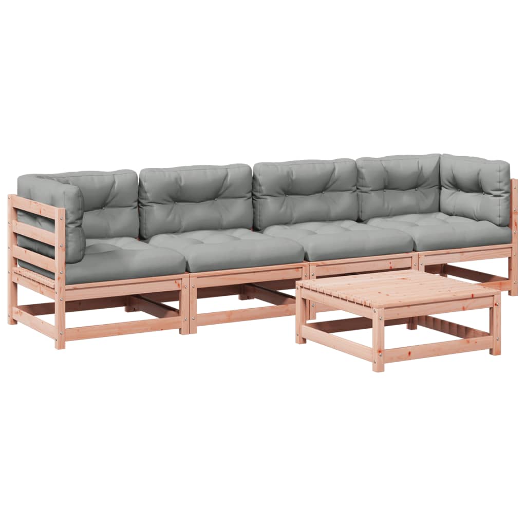5-delige Loungeset met kussens massief douglas vurenhout