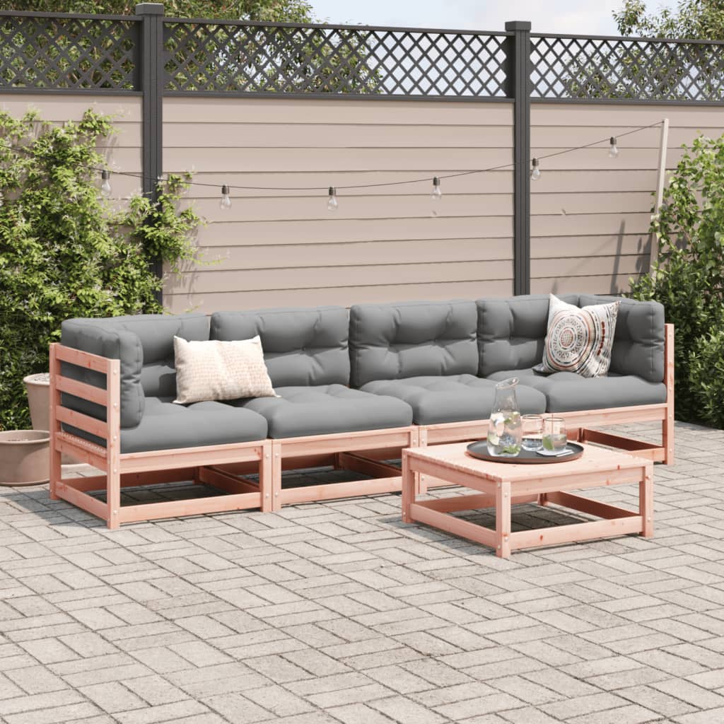 5-delige Loungeset met kussens massief douglas vurenhout