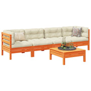 Loungeset 5-delig massief grenenhout wasbruin
