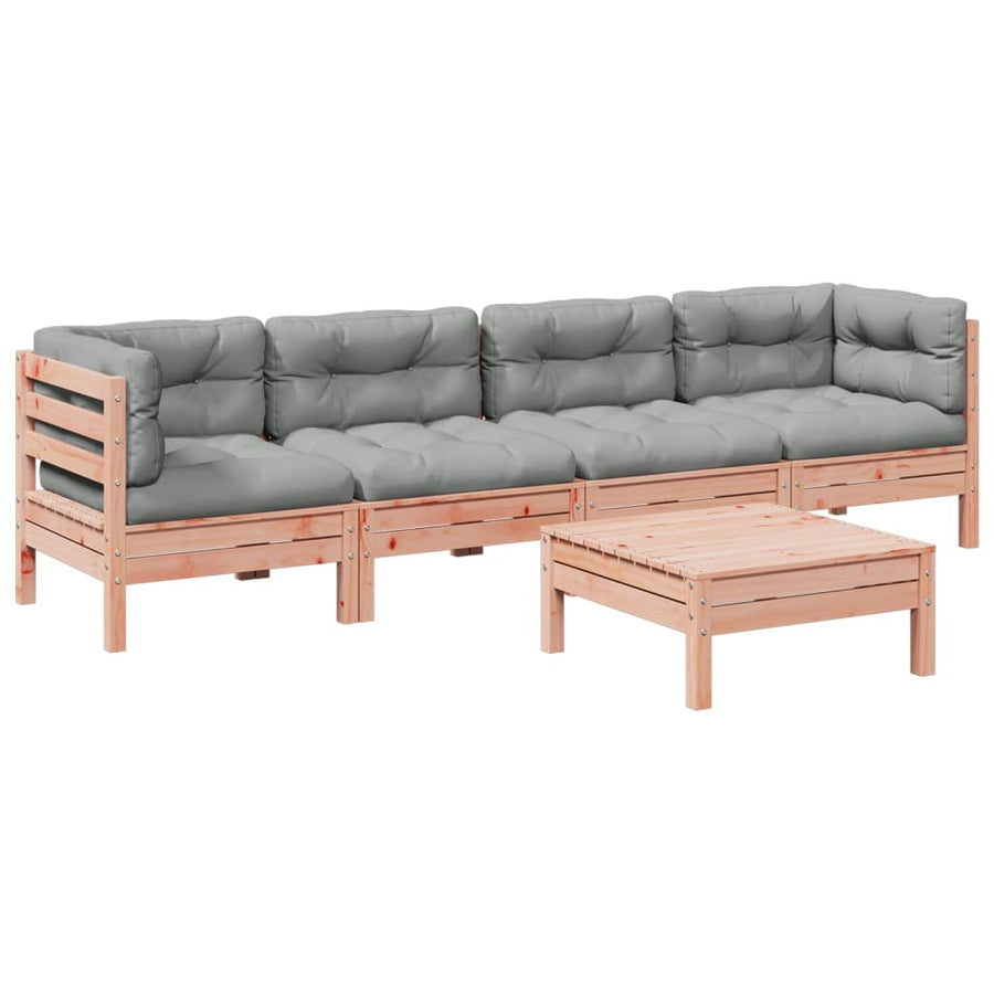 5-delige Loungeset met kussens massief douglas vurenhout