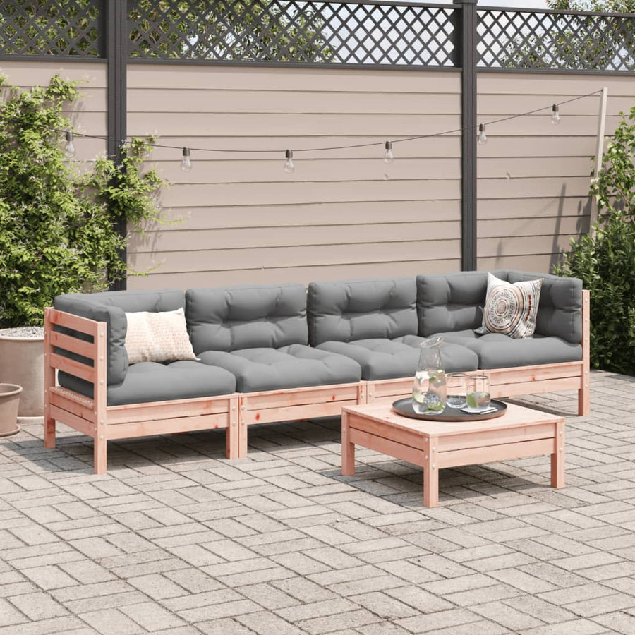 5-delige Loungeset met kussens massief douglas vurenhout