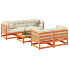 Loungeset 6-delig massief grenenhout wasbruin