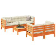 Loungeset 6-delig massief grenenhout wasbruin