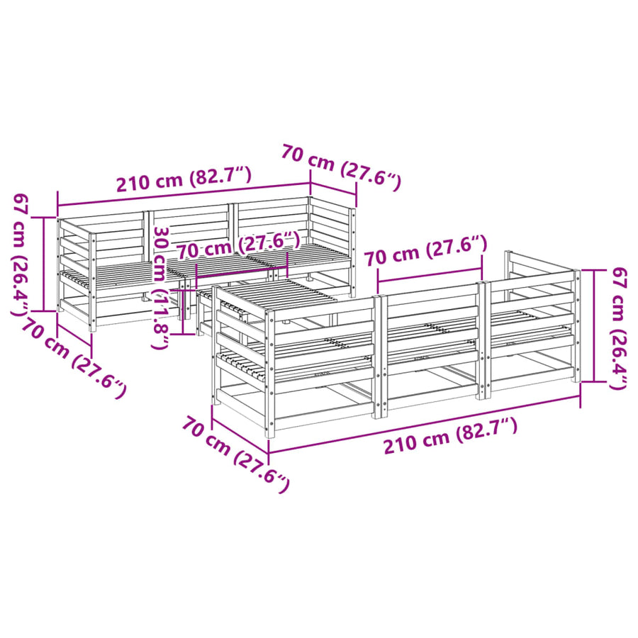 7-delige Loungeset geïmpregneerd grenenhout