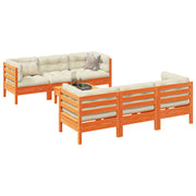 7-piece Lounge Set with Cushions Solid Pine Wood Washed Brown