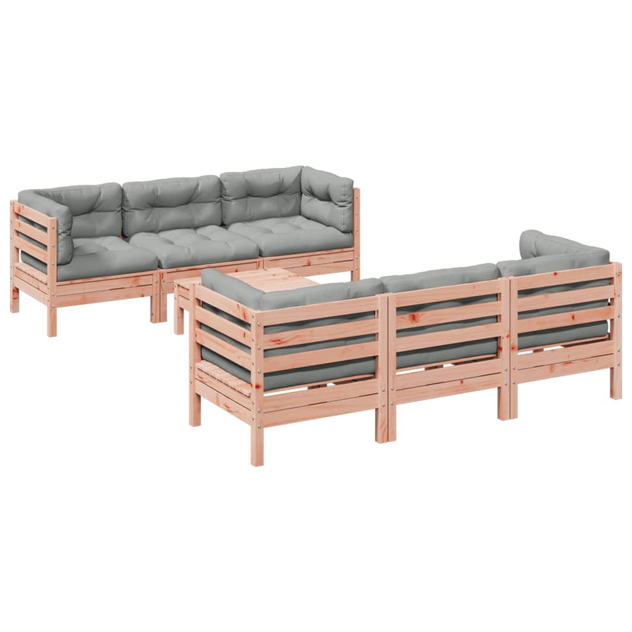 7-delige Loungeset met kussens massief douglas vurenhout