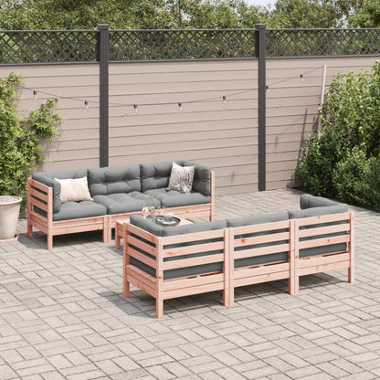 7-delige Loungeset met kussens massief douglas vurenhout