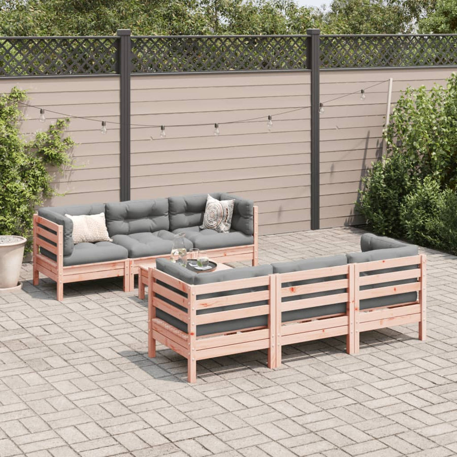7-delige Loungeset met kussens massief douglas vurenhout