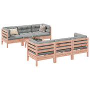 7-piece Lounge set with cushions solid Douglas fir wood