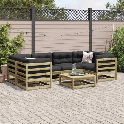 7-delige Loungeset met kussens geïmpregneerd grenenhout