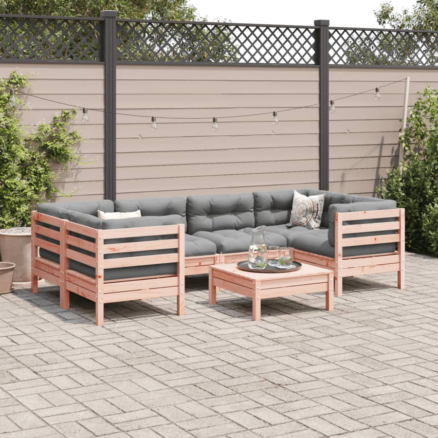 7-delige Loungeset met kussens massief douglas vurenhout