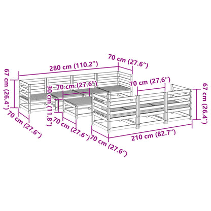 8-delige Loungeset massief grenenhout