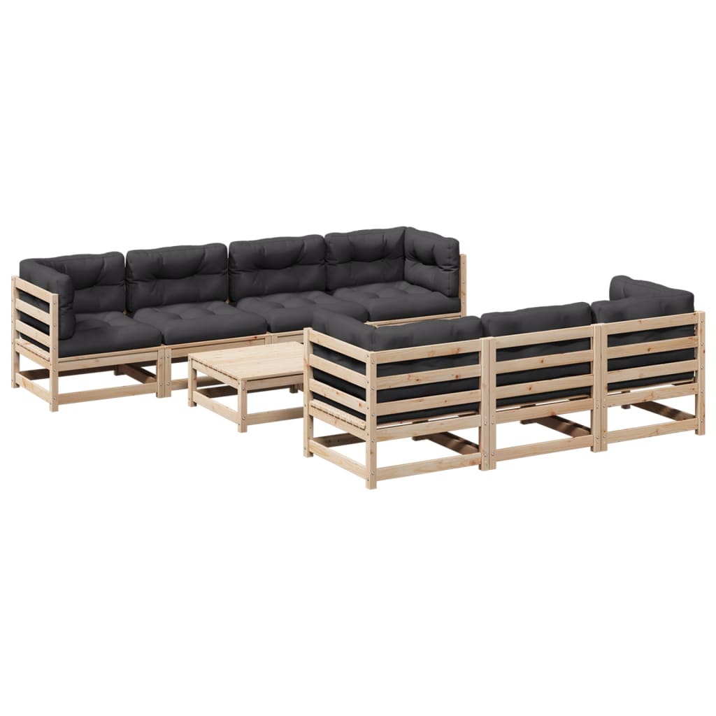 8-delige Loungeset met kussens massief grenenhout