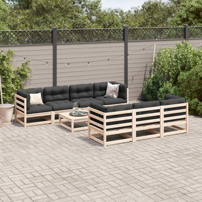 8-delige Loungeset met kussens massief grenenhout