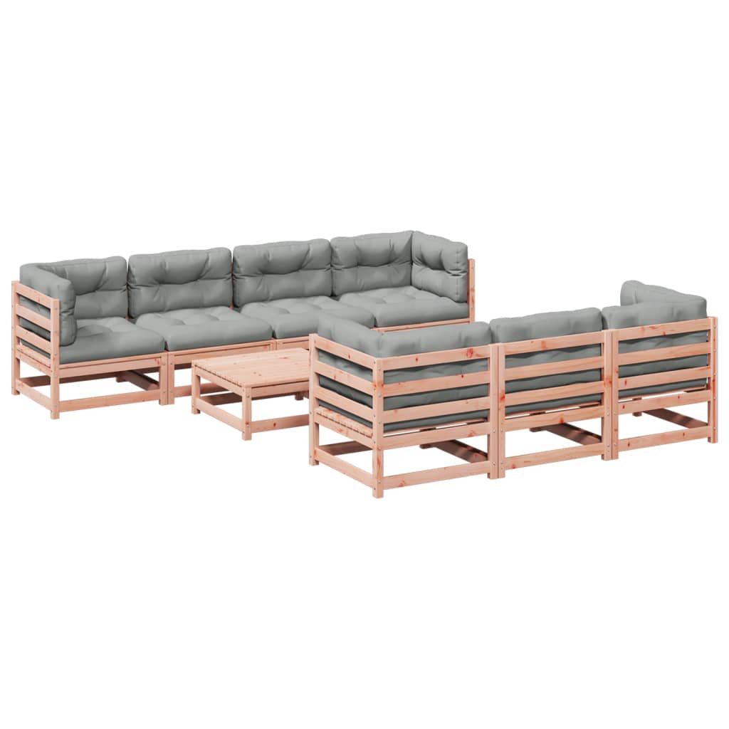 8-delige Loungeset met kussens massief douglas vurenhout