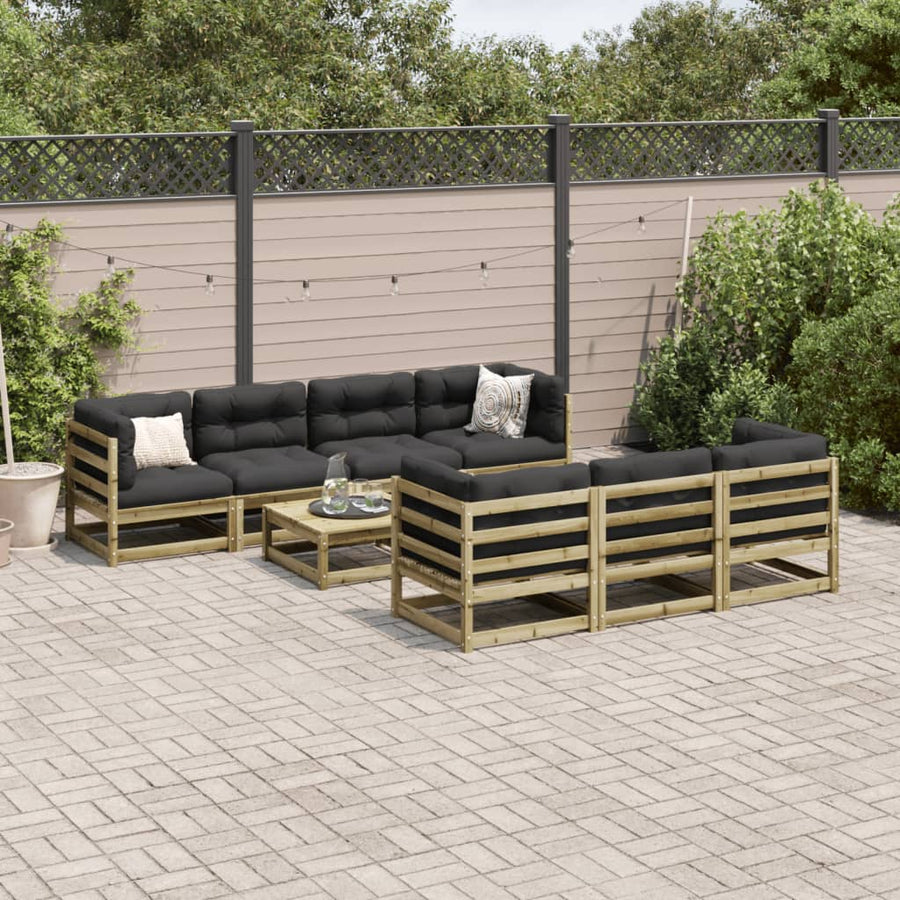 8-delige Loungeset met kussens geïmpregneerd grenenhout