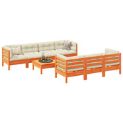 Loungeset 8-delig massief grenenhout wasbruin