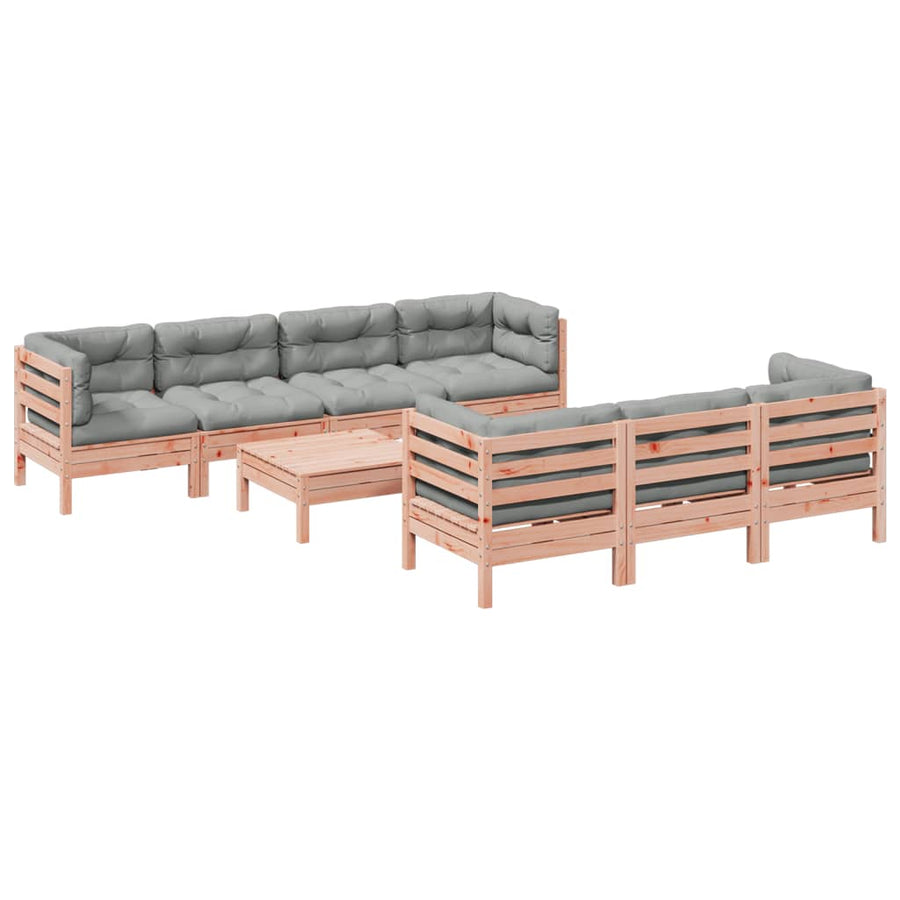 8-delige Loungeset met kussens massief douglas vurenhout