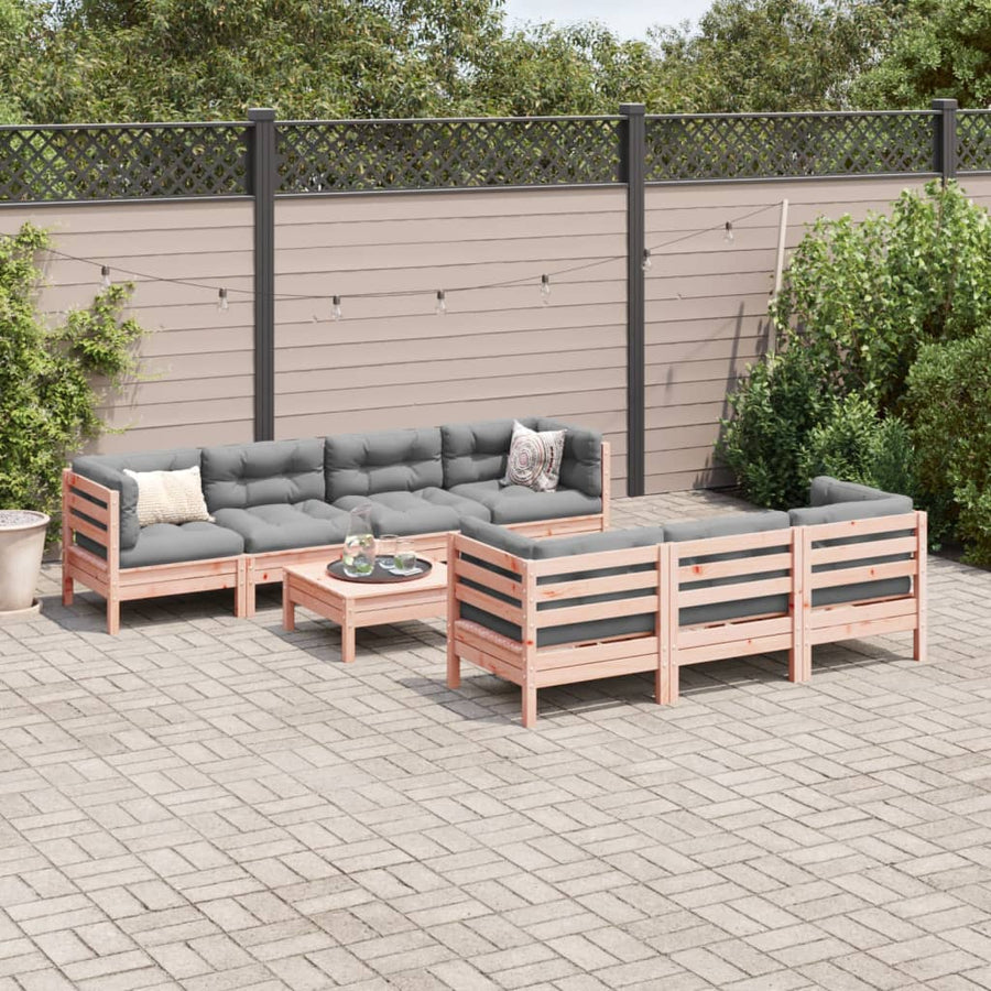 8-delige Loungeset met kussens massief douglas vurenhout