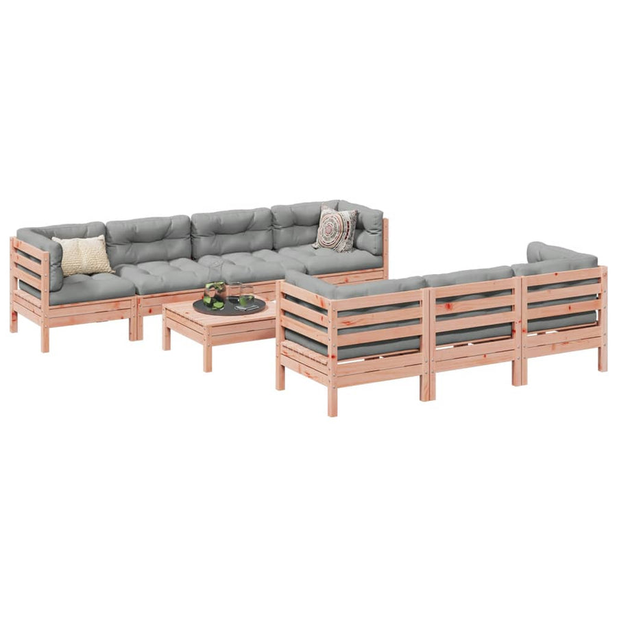8-delige Loungeset met kussens massief douglas vurenhout
