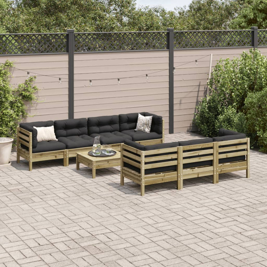 8-delige Loungeset met kussens geïmpregneerd grenenhout