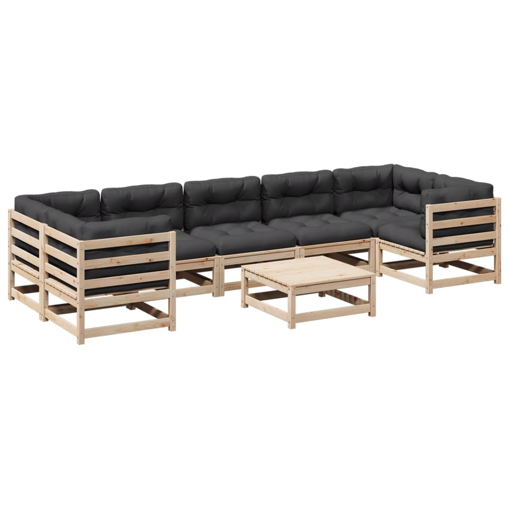 8-delige Loungeset met kussens massief grenenhout