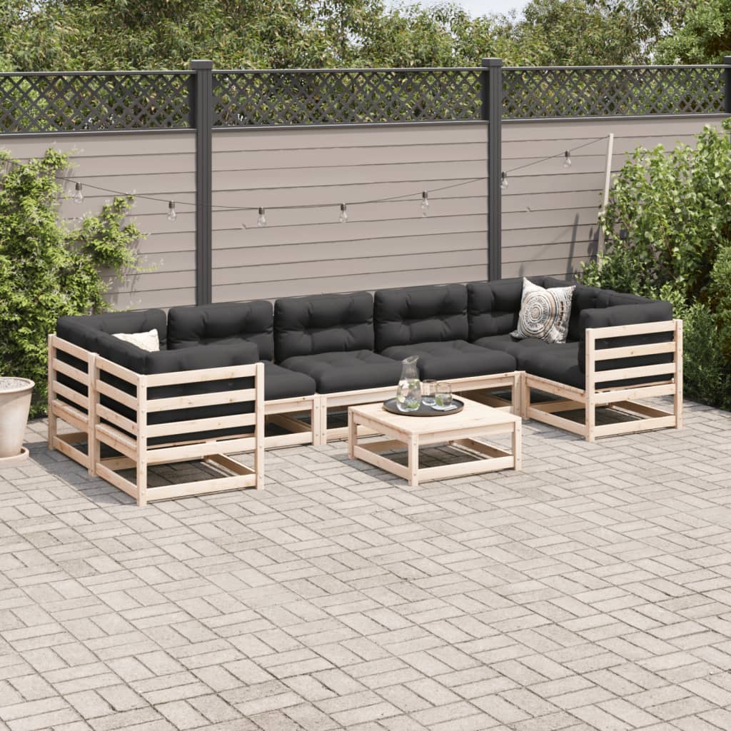 8-delige Loungeset met kussens massief grenenhout