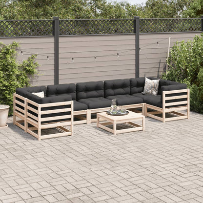 8-delige Loungeset met kussens massief grenenhout