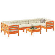 Loungeset 8-delig massief grenenhout wasbruin