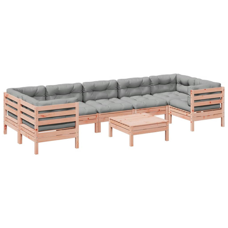 8-delige Loungeset met kussens massief douglas vurenhout