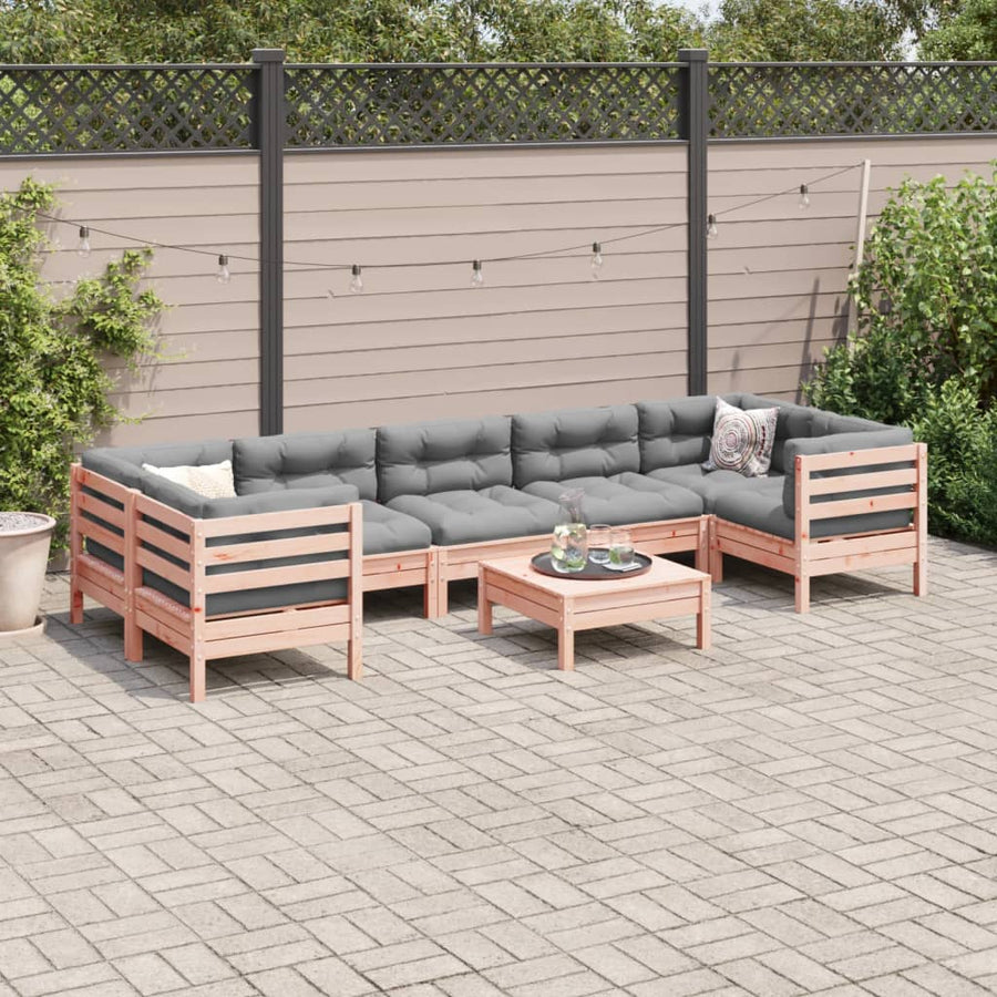8-delige Loungeset met kussens massief douglas vurenhout