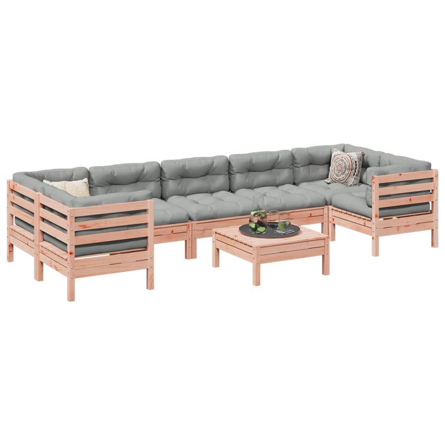 8-delige Loungeset met kussens massief douglas vurenhout