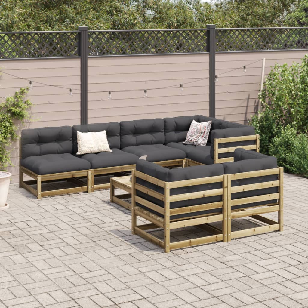 8-delige Loungeset met kussens geïmpregneerd grenenhout
