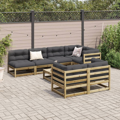 8-delige Loungeset met kussens geïmpregneerd grenenhout