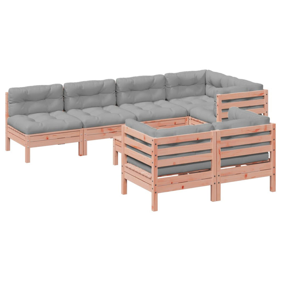 8-delige Loungeset met kussens massief douglas vurenhout