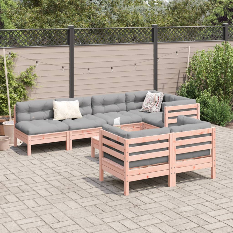 8-delige Loungeset met kussens massief douglas vurenhout